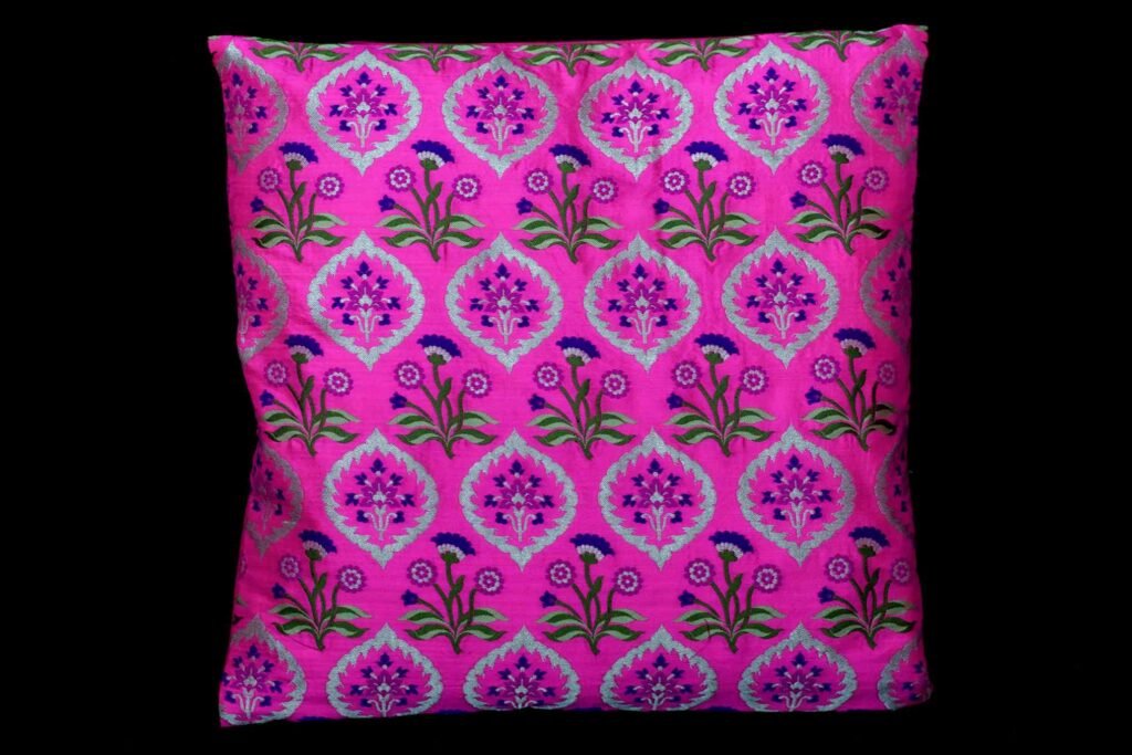 silk with multicolored thread pattern