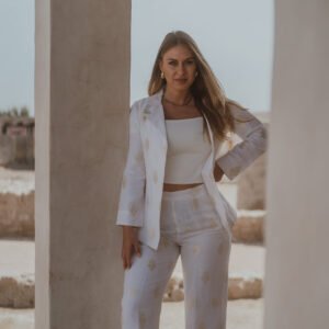 Pure linen silk jacket & trouser