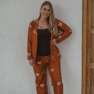 Katan silk long jacket/shirt , corset and cotton trousers
