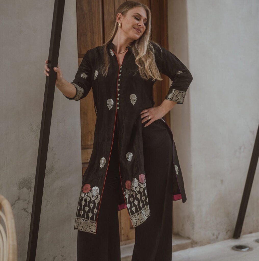 Linen silk jacket/shirt Linen silk duppata/shawl chanderi silk trousers