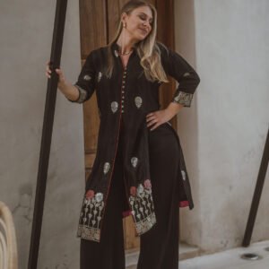 Linen silk jacket/shirt Linen silk duppata/shawl chanderi silk trousers