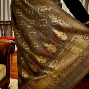 Sari chiffon zari border with Mina buta Saree