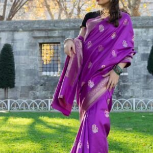 Sari silk kadhua zari border with mina kadhua buta