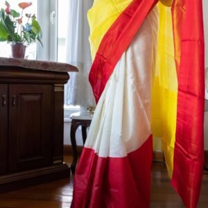 Beautifully designed stripes and broad border woven silk