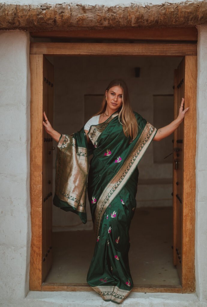 Bottle Green Shikargah Saree