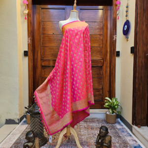 Dhoop chao pink and orange colored dupatta with beige motifs