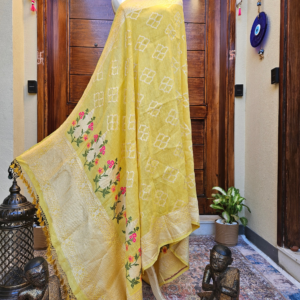 Lime lemon linen silk dupatta