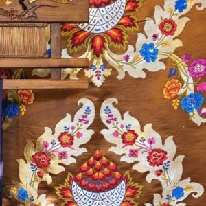 brown with multicolored thread pattern