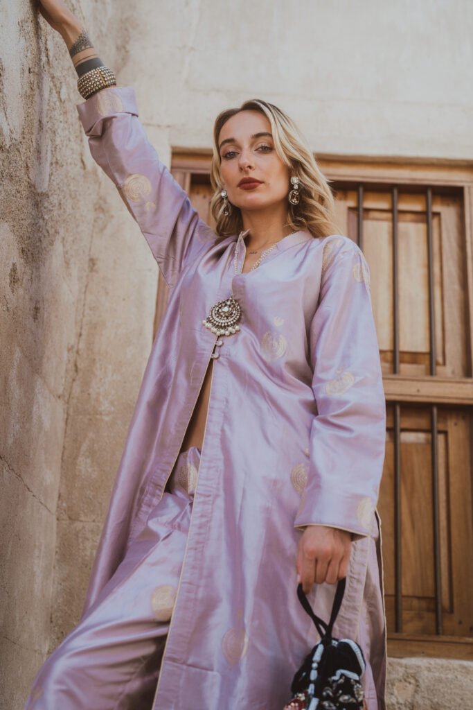 Blush Purple Handwoven Katan Silk Set