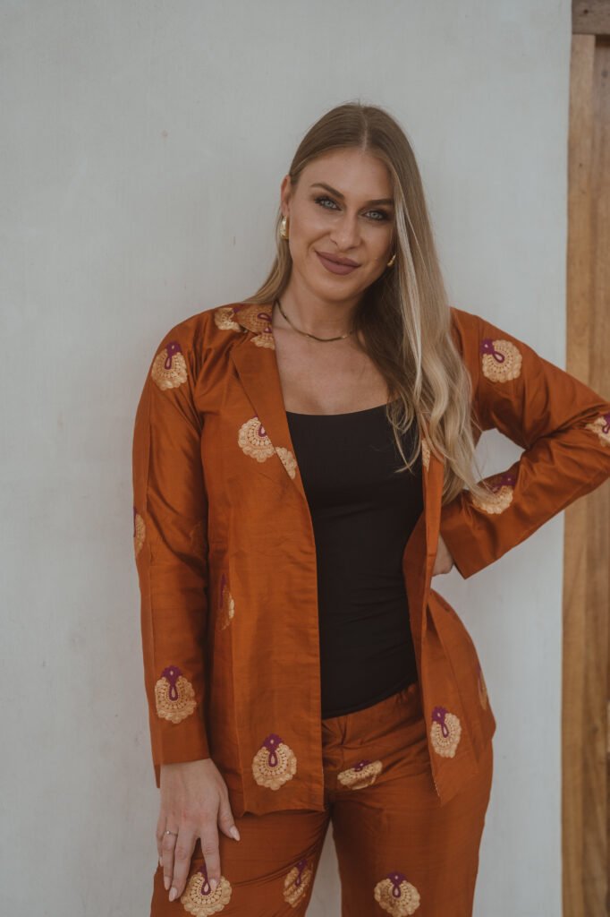 Copper Katan Silk Peacock Set