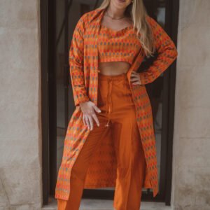 Orange Silk Long Jacket